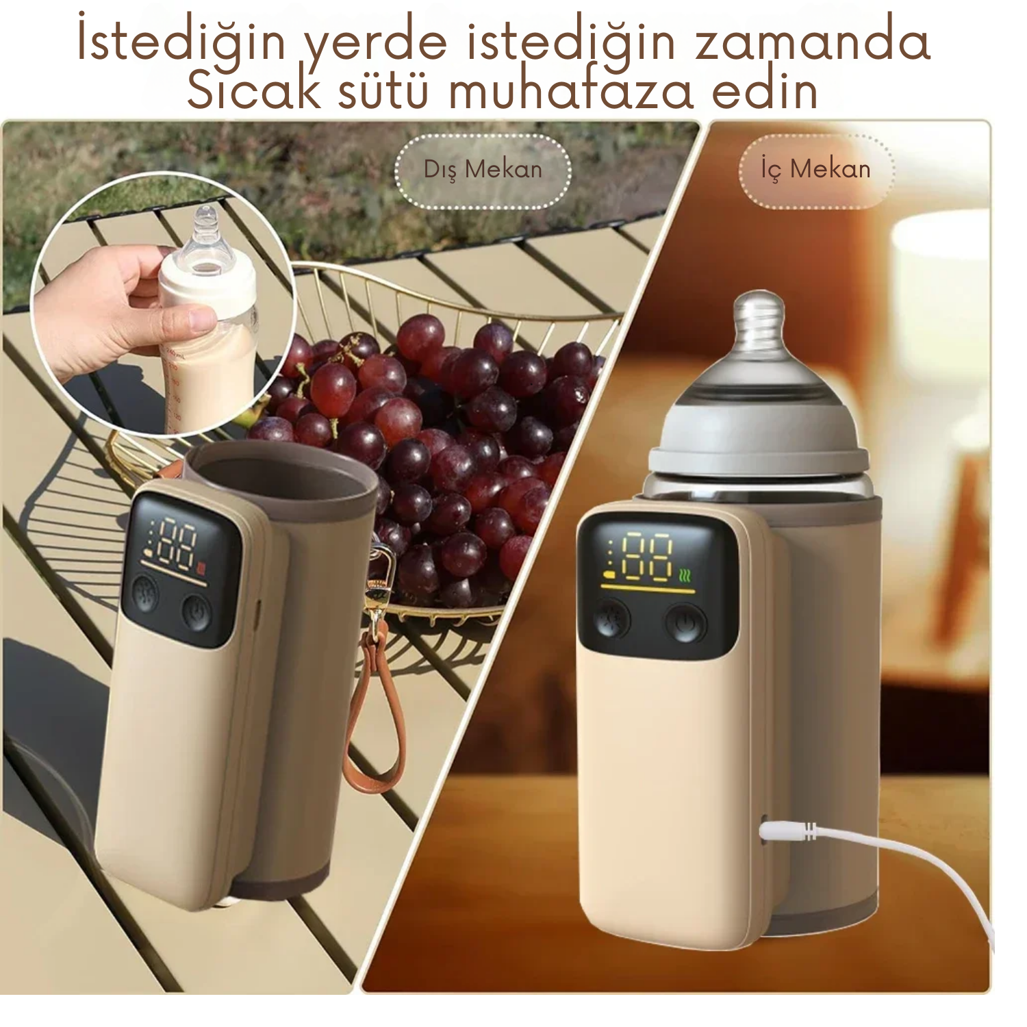 Taşınabilir Biberon Isıtıcı Krem